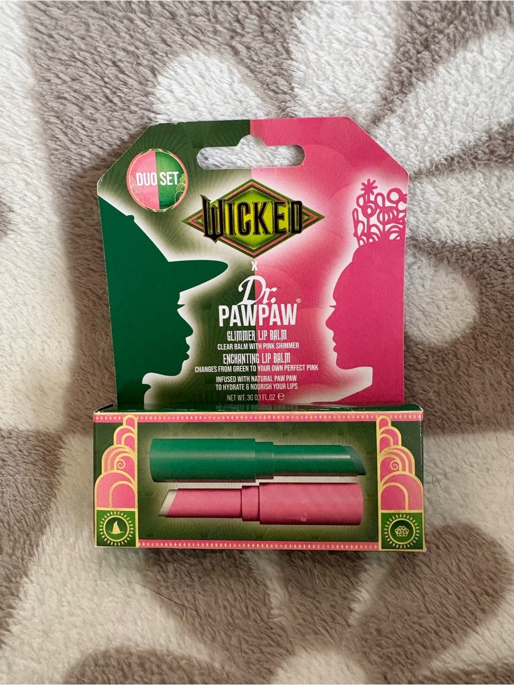 Wicked x Dr. PawPaw Duo Set Glimmer Lip Balms - Green & Pink